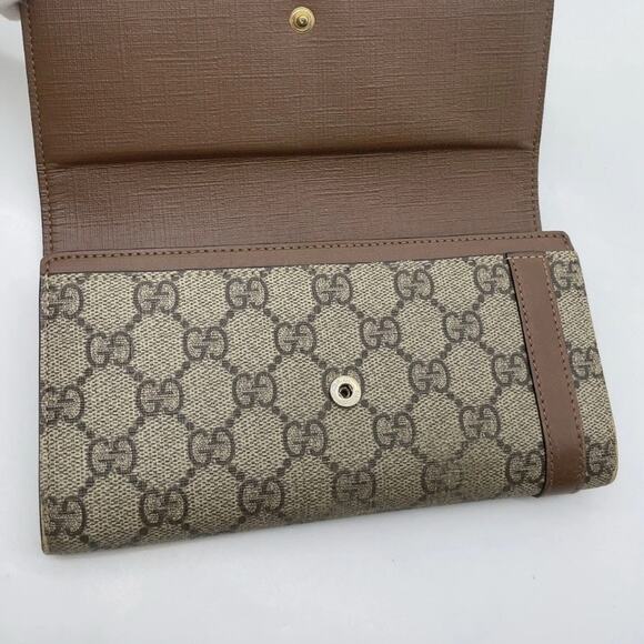 Authentic Gucci GG Supreme PVC Leather Beige Long Wallet W/Dustbag - Picture 10 of 14